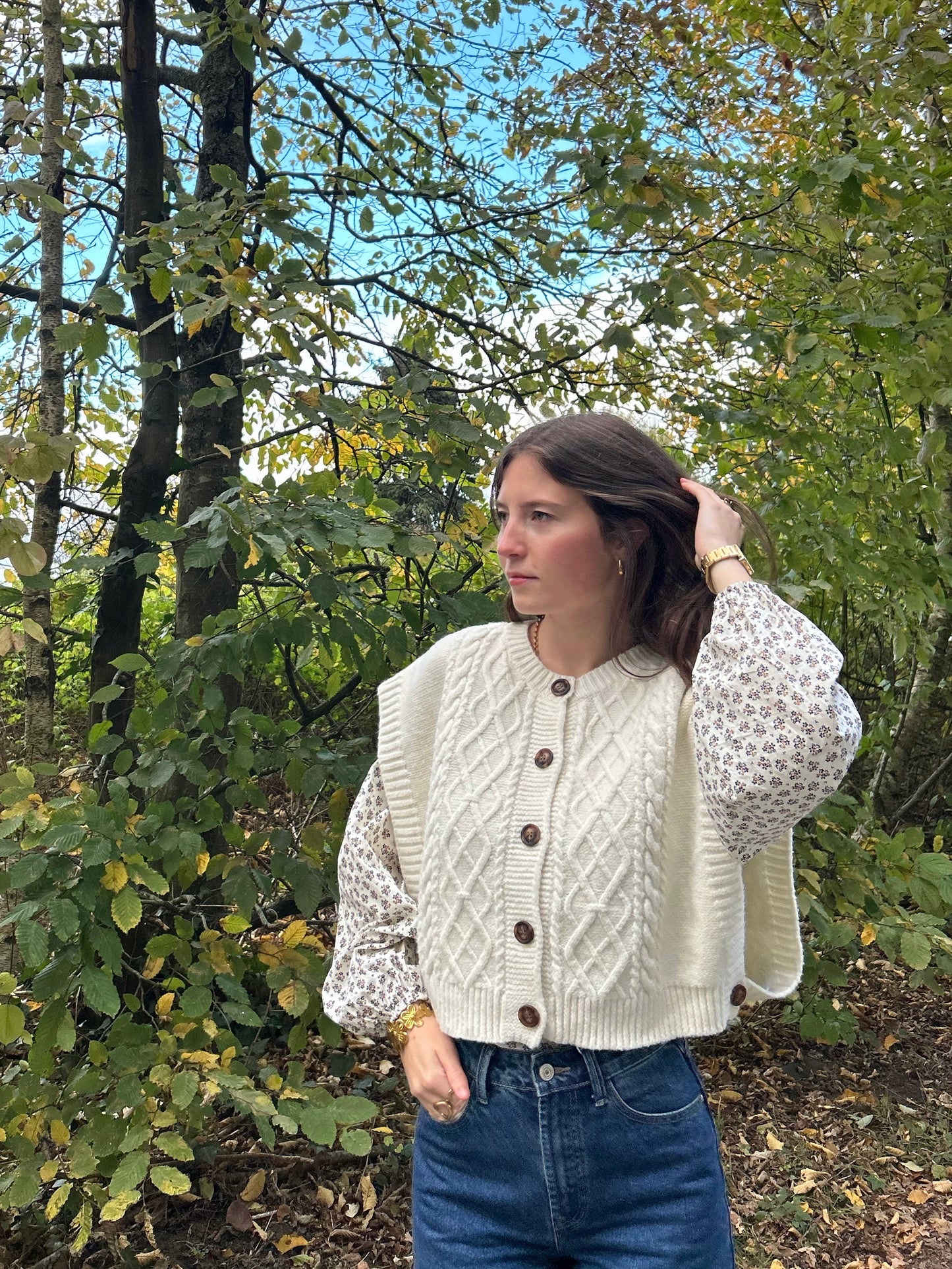 Cardigan sans manches LOU crème