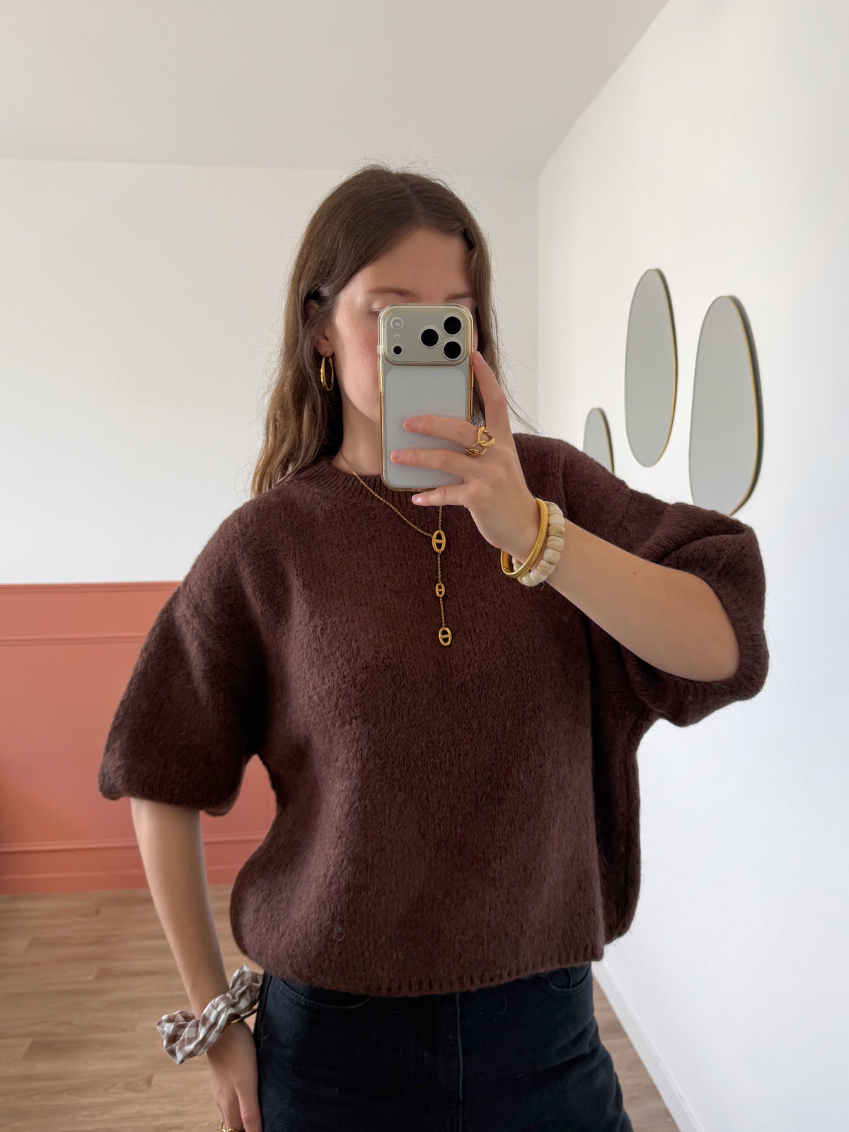 Pull manches courtes LANA chocolat