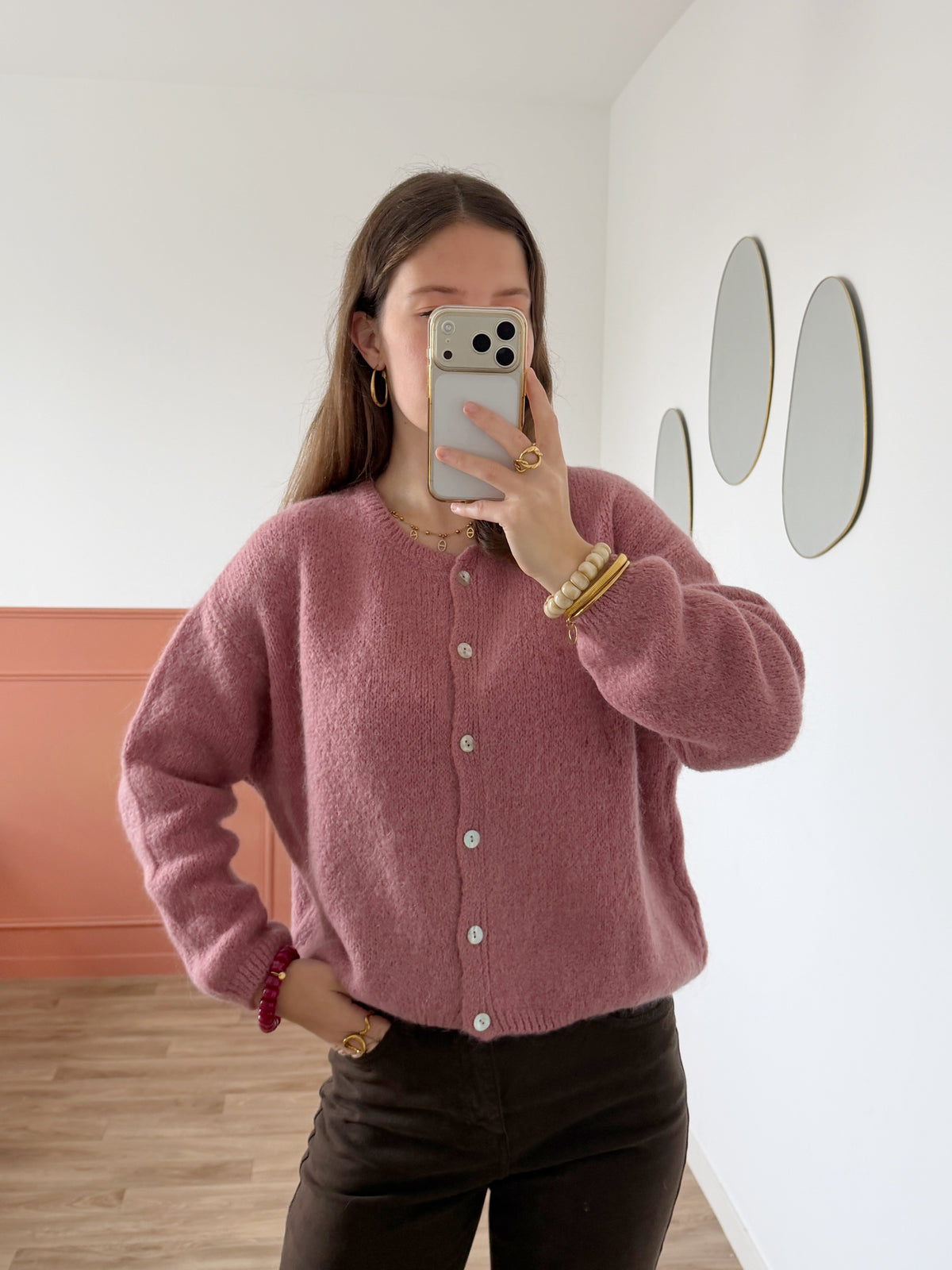 Cardigan OLIVIA vieux rose