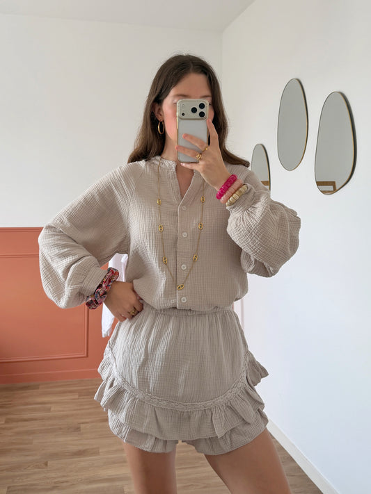 Chemisier gaze de coton LINE beige