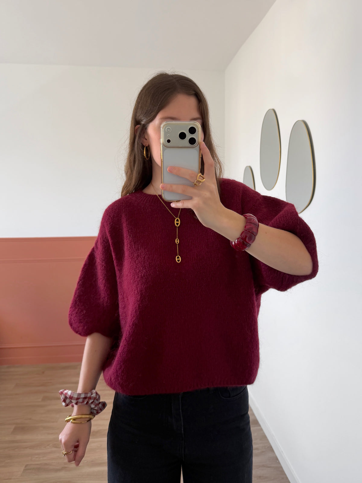 Pull manches courtes LANA bordeaux