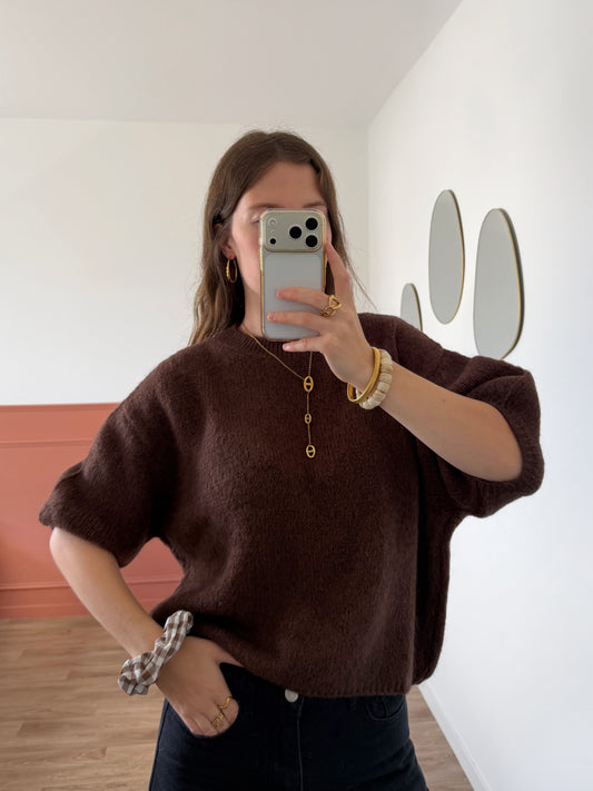 Pull manches courtes LANA chocolat