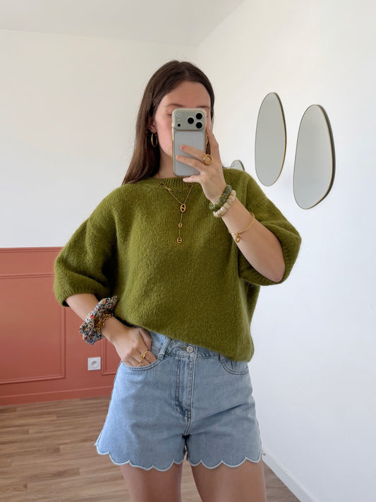 Pull manches courtes LANA olive