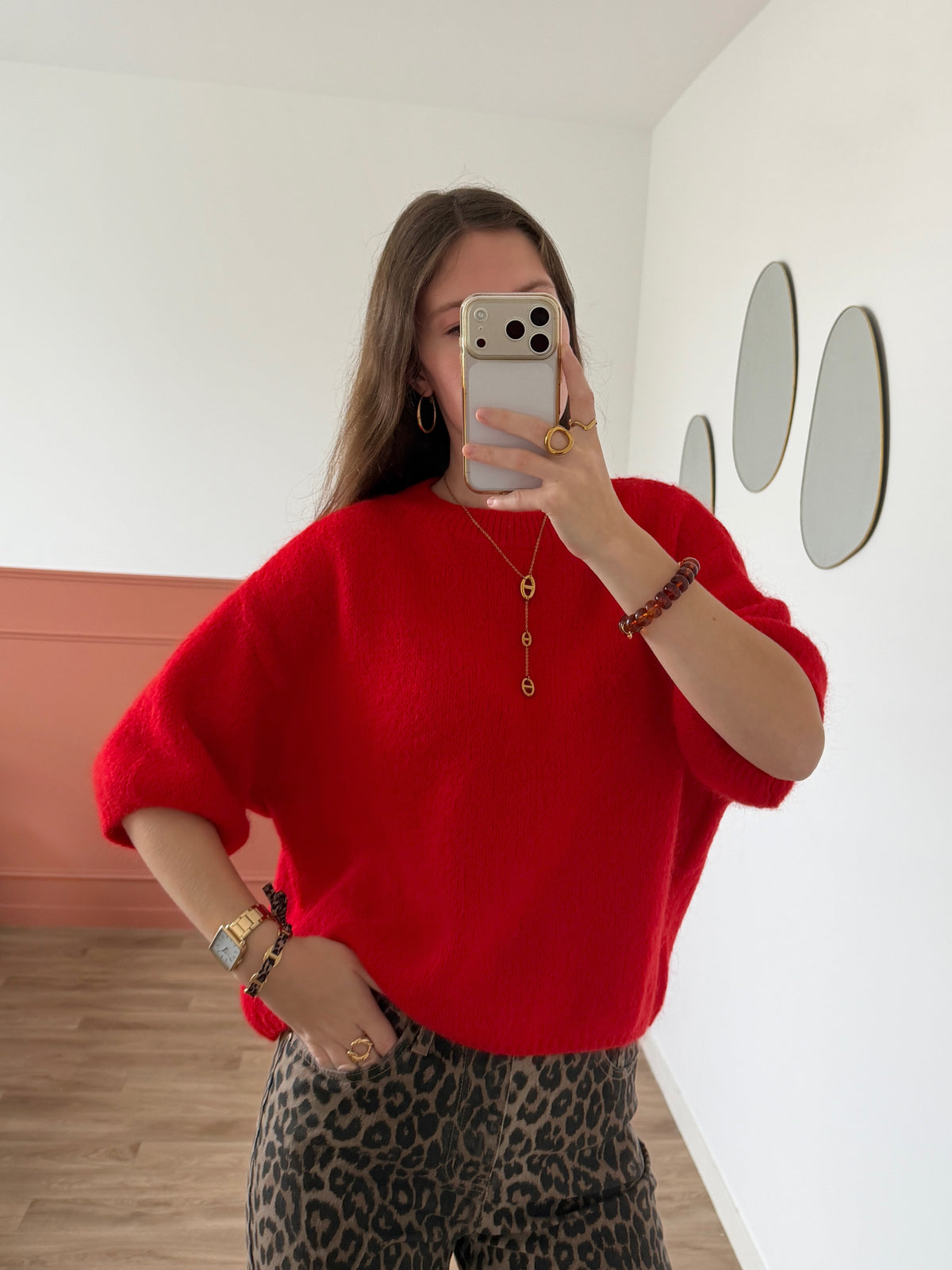 Pull manches courtes LANA rouge