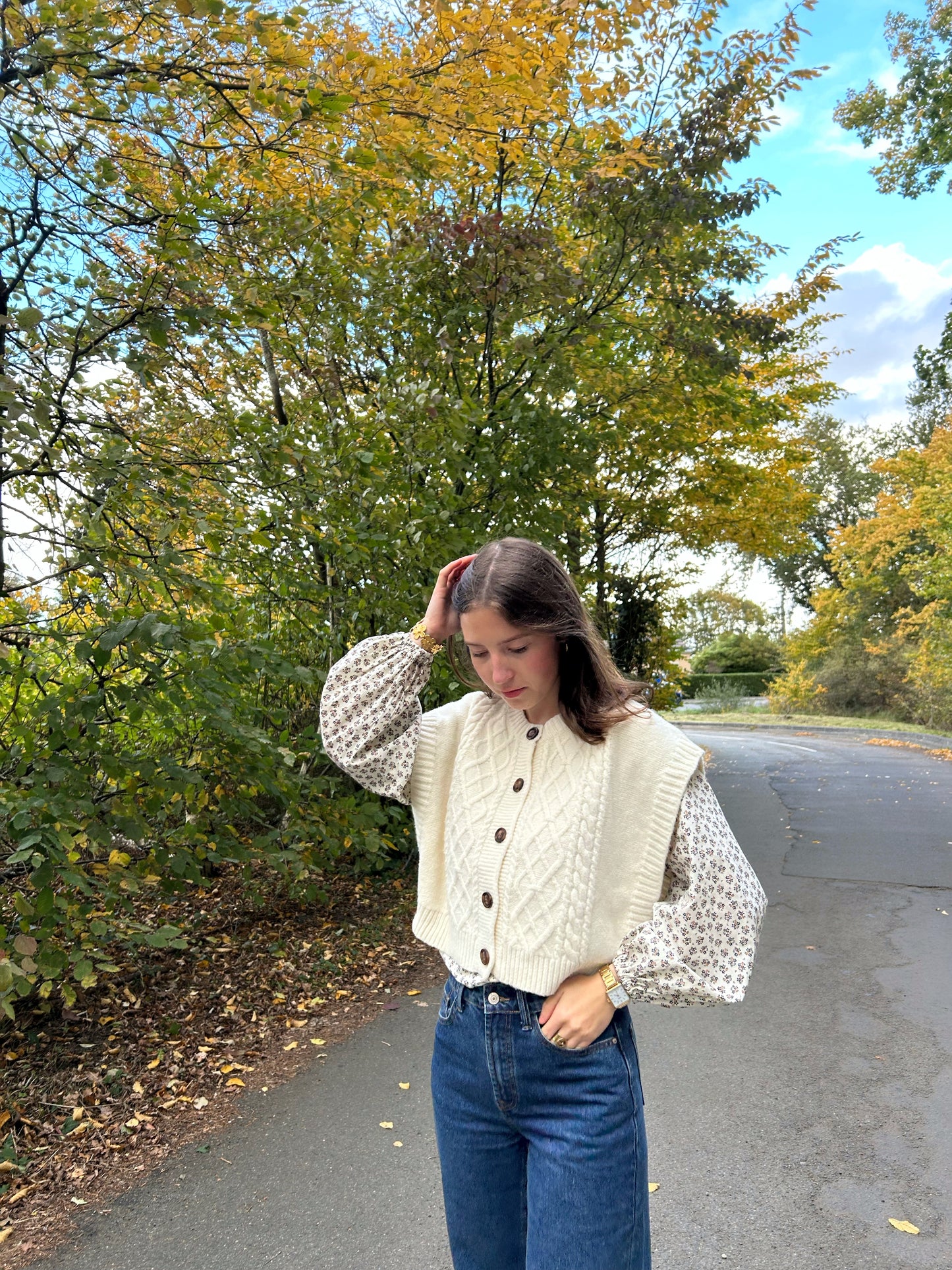 Cardigan sans manches LOU crème