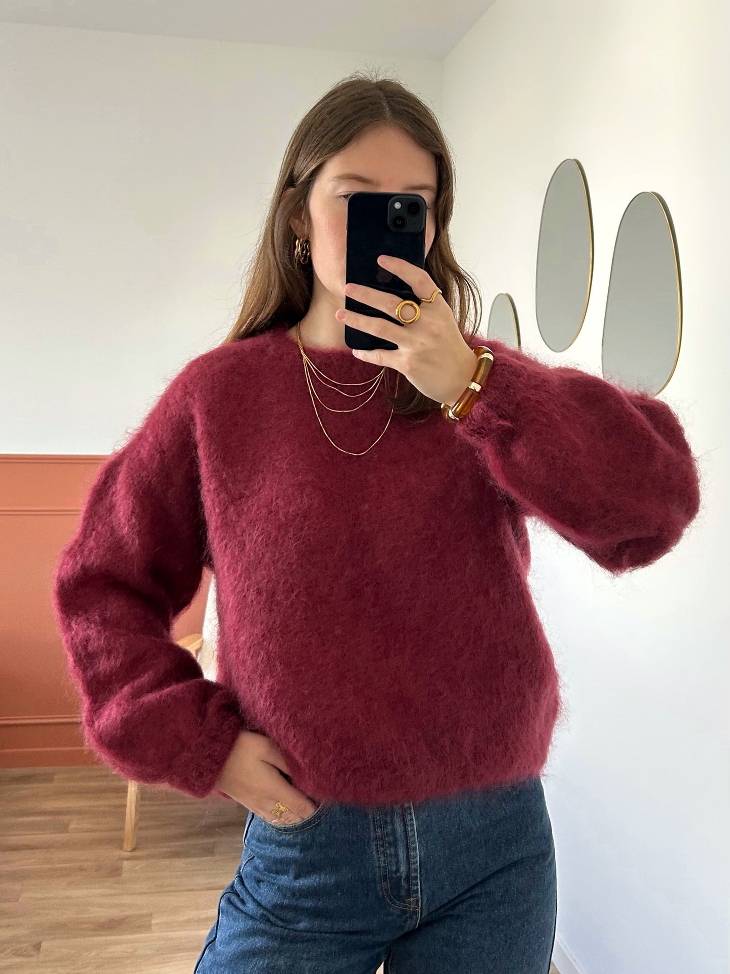 Pull MOHAIR bordeaux
