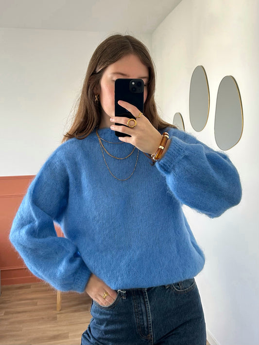 Pull MOHAIR bleu