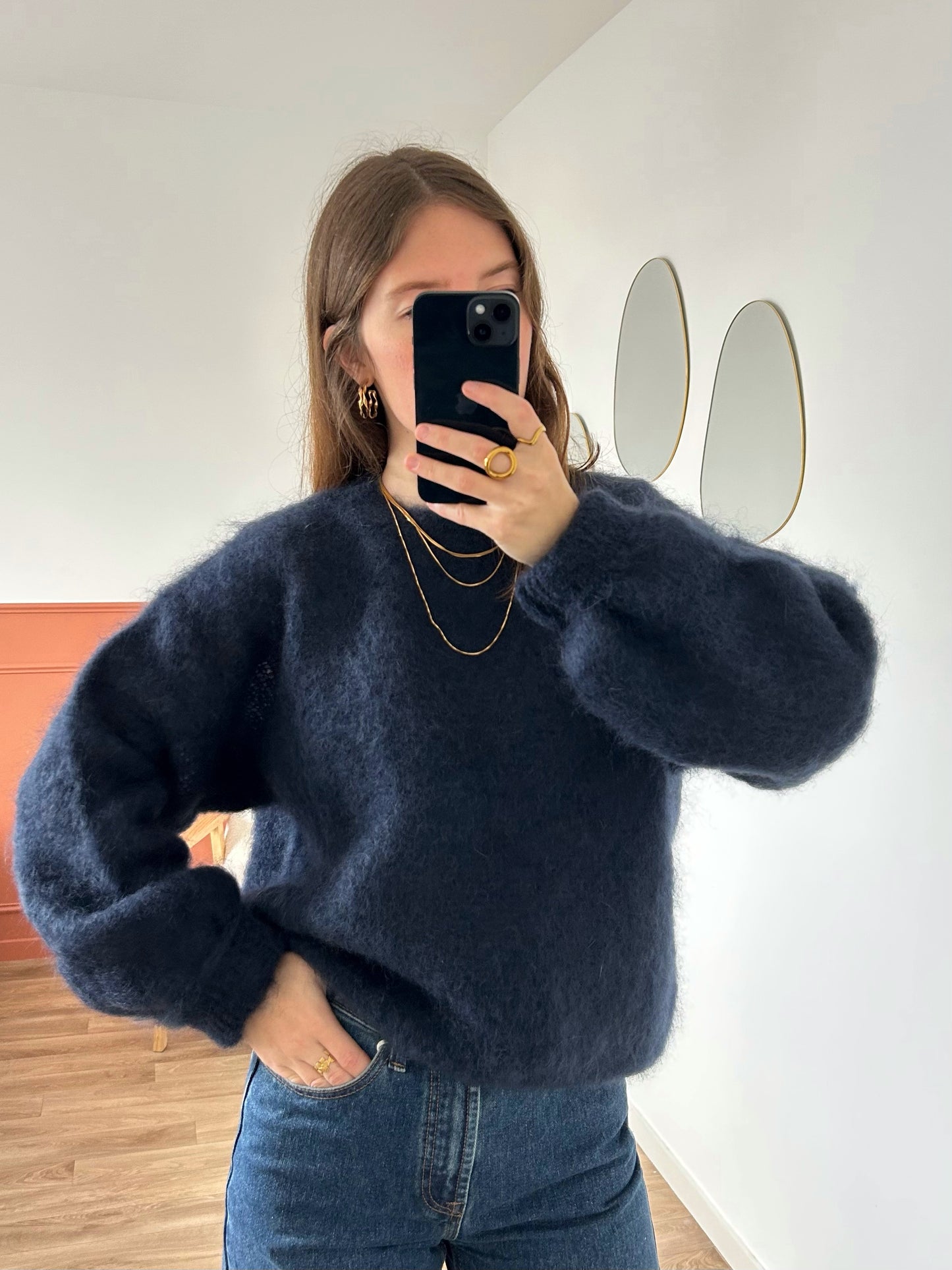 Pull MOHAIR bleu marine