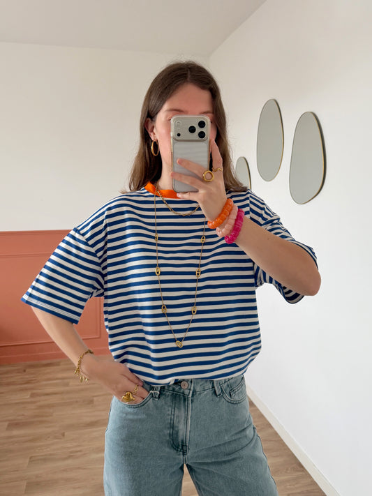 T-shirt AXELLE bleu et blanc