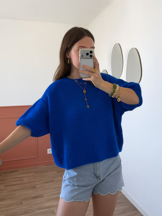 Pull manches courtes LANA bleu électrique