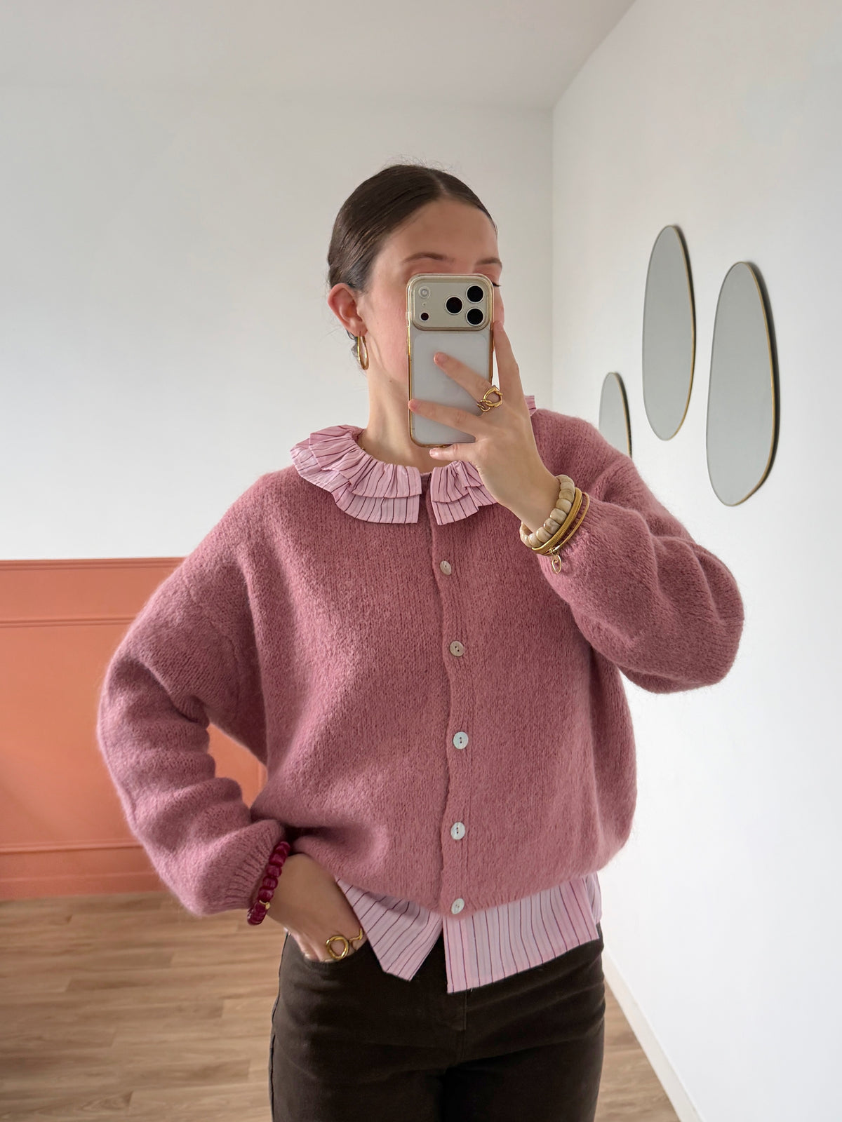 Cardigan OLIVIA vieux rose