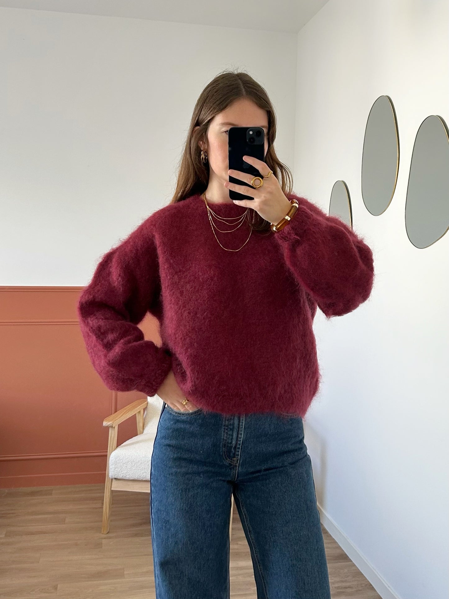 Pull MOHAIR bordeaux