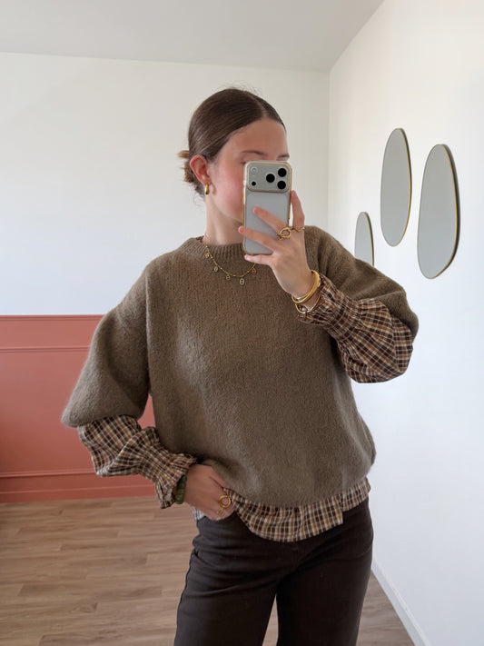 Pull manches courtes LANA taupe