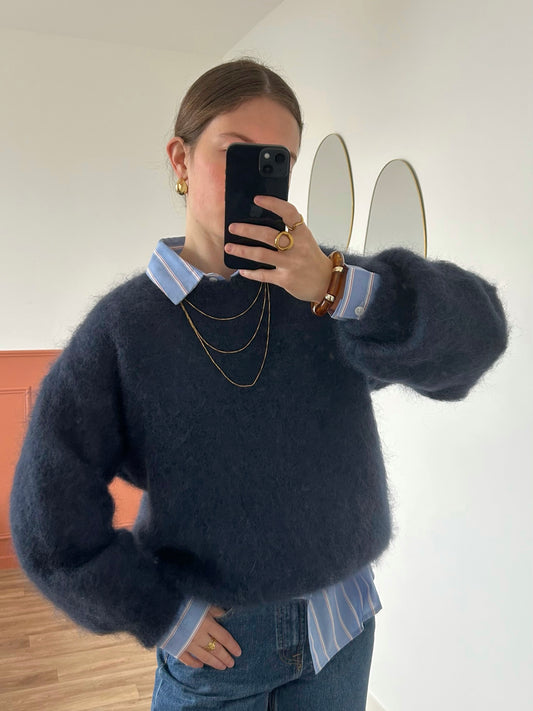 Pull MOHAIR bleu marine