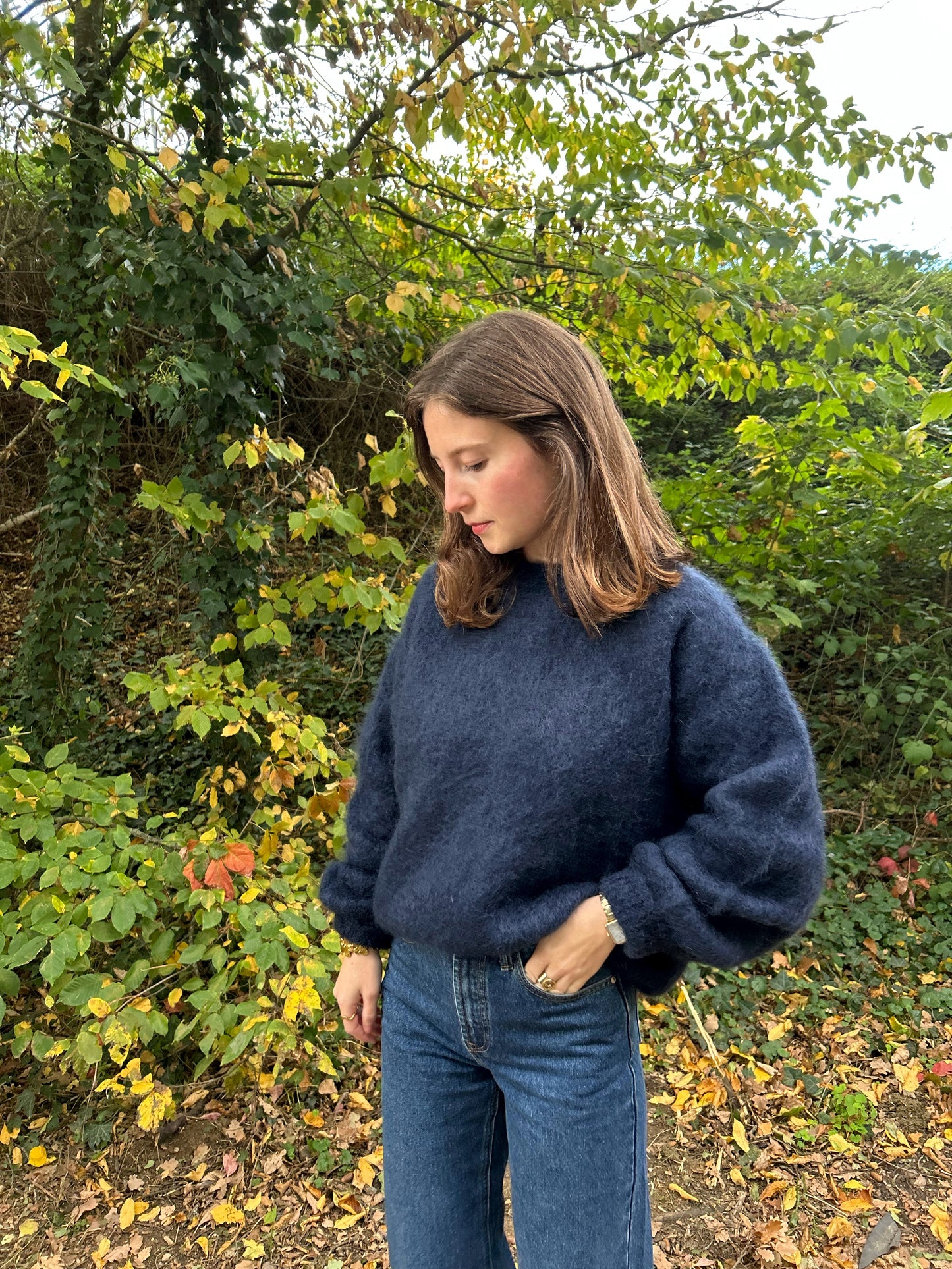 Pull MOHAIR bleu marine