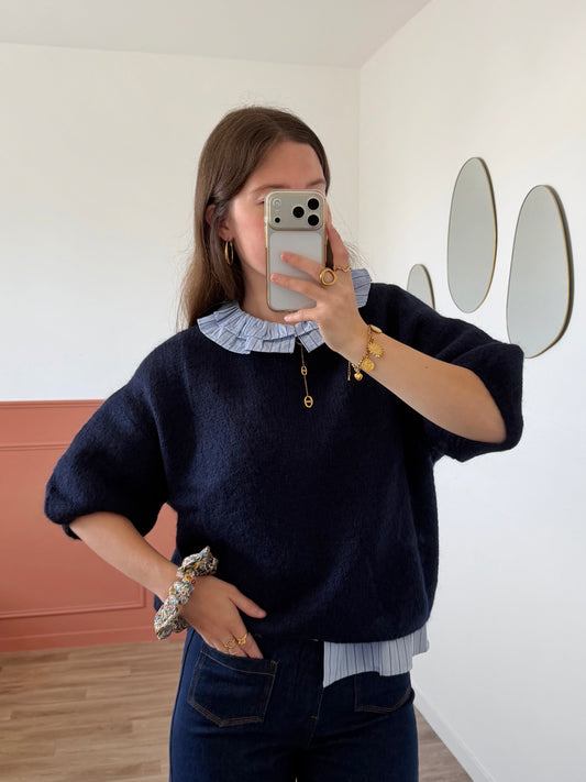 Pull manches courtes LANA bleu marine