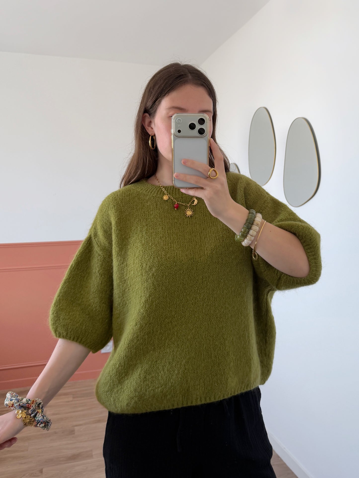 Pull manches courtes LANA olive