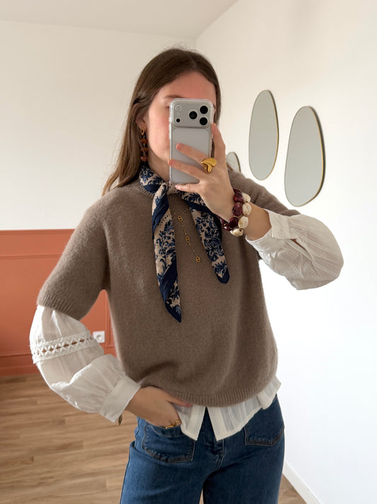 Pull manches courtes AVA marron