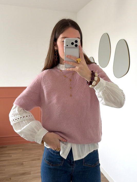 Pull manches courtes AVA rose