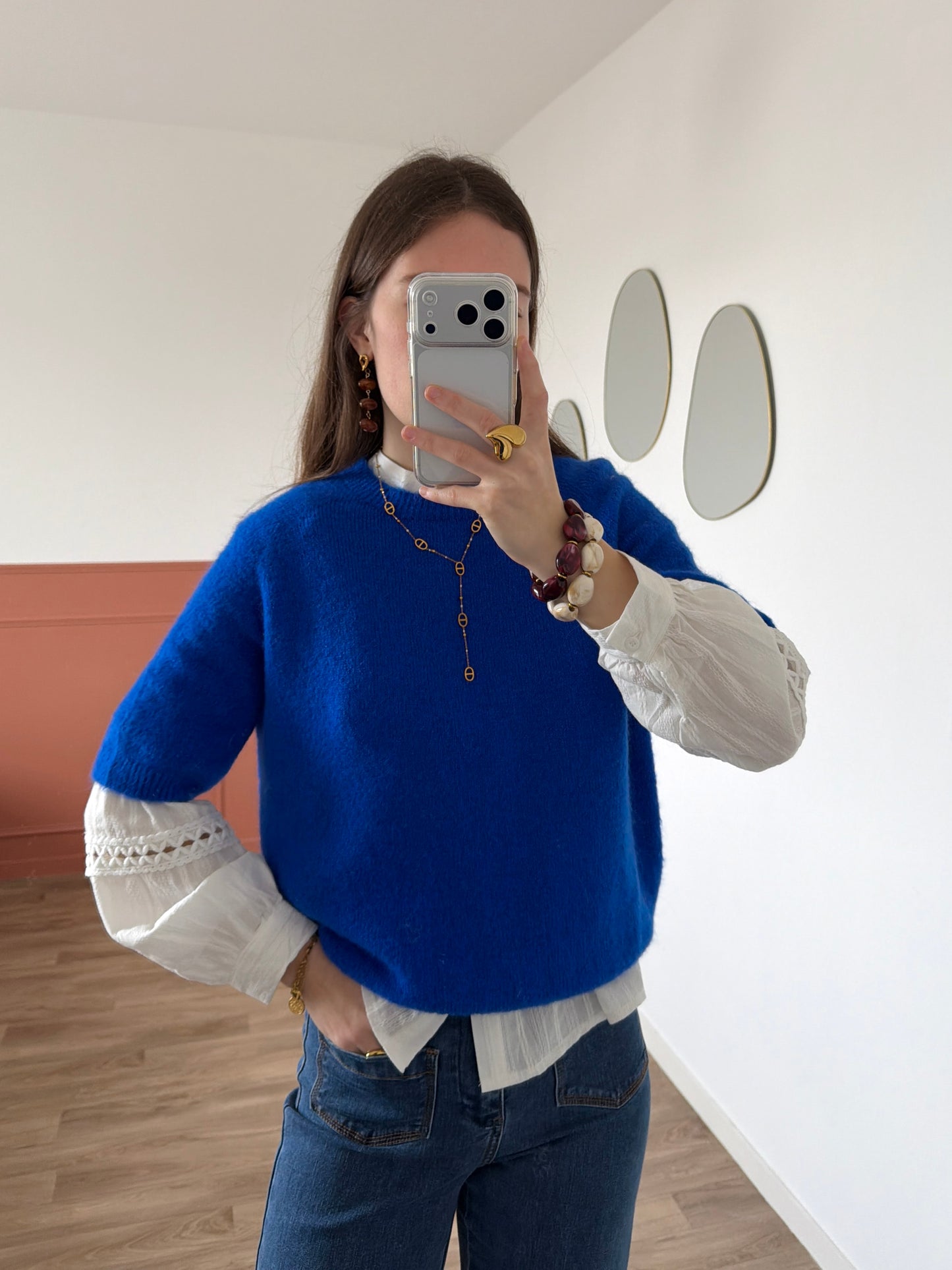 Pull manches courtes AVA bleu