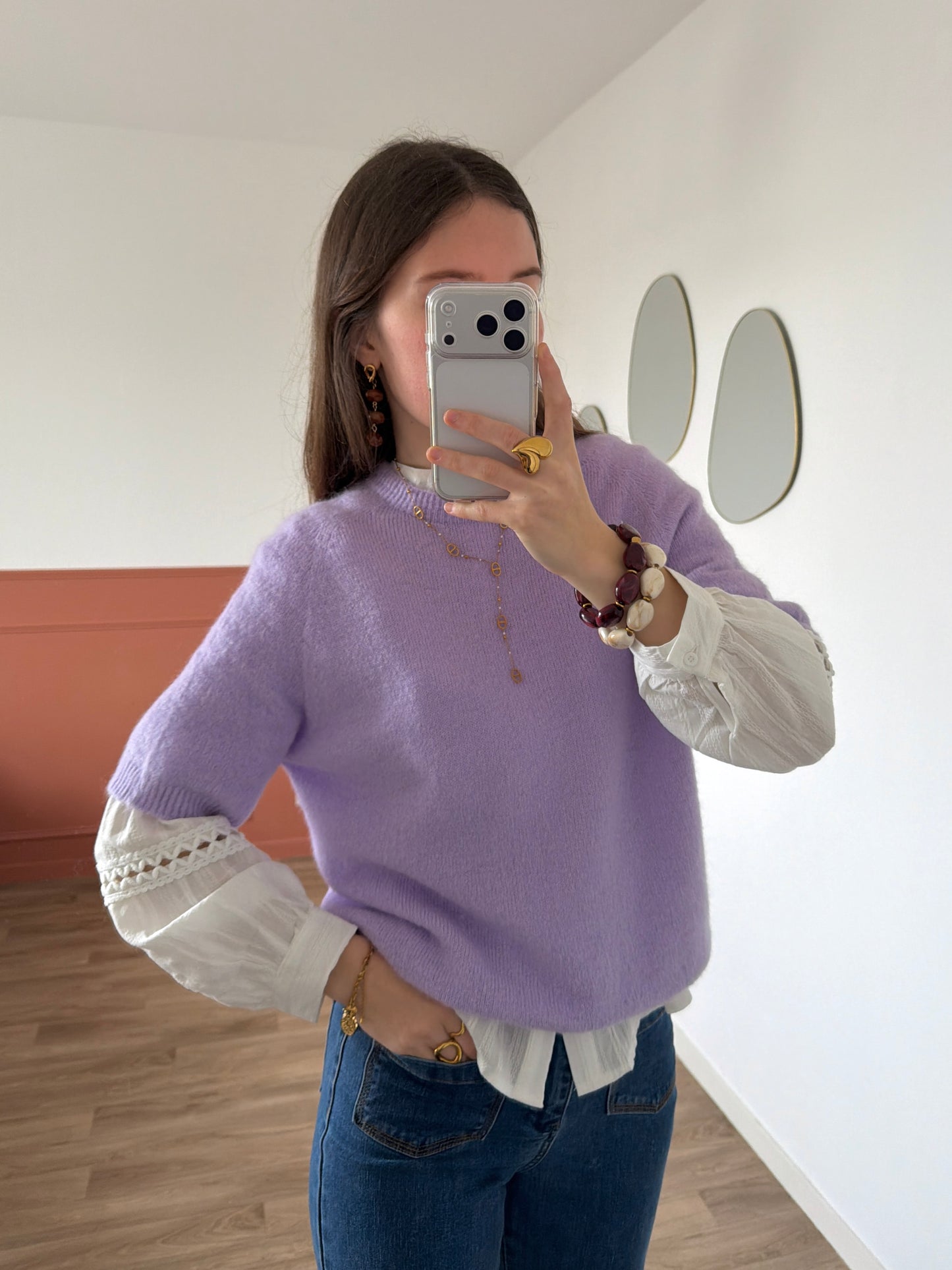 Pull manches courtes AVA lilas