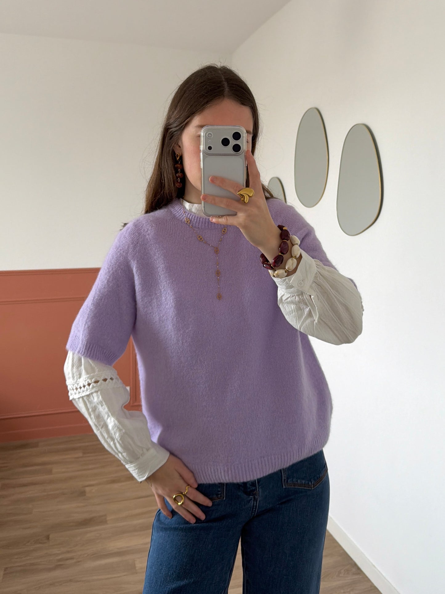 Pull manches courtes AVA lilas