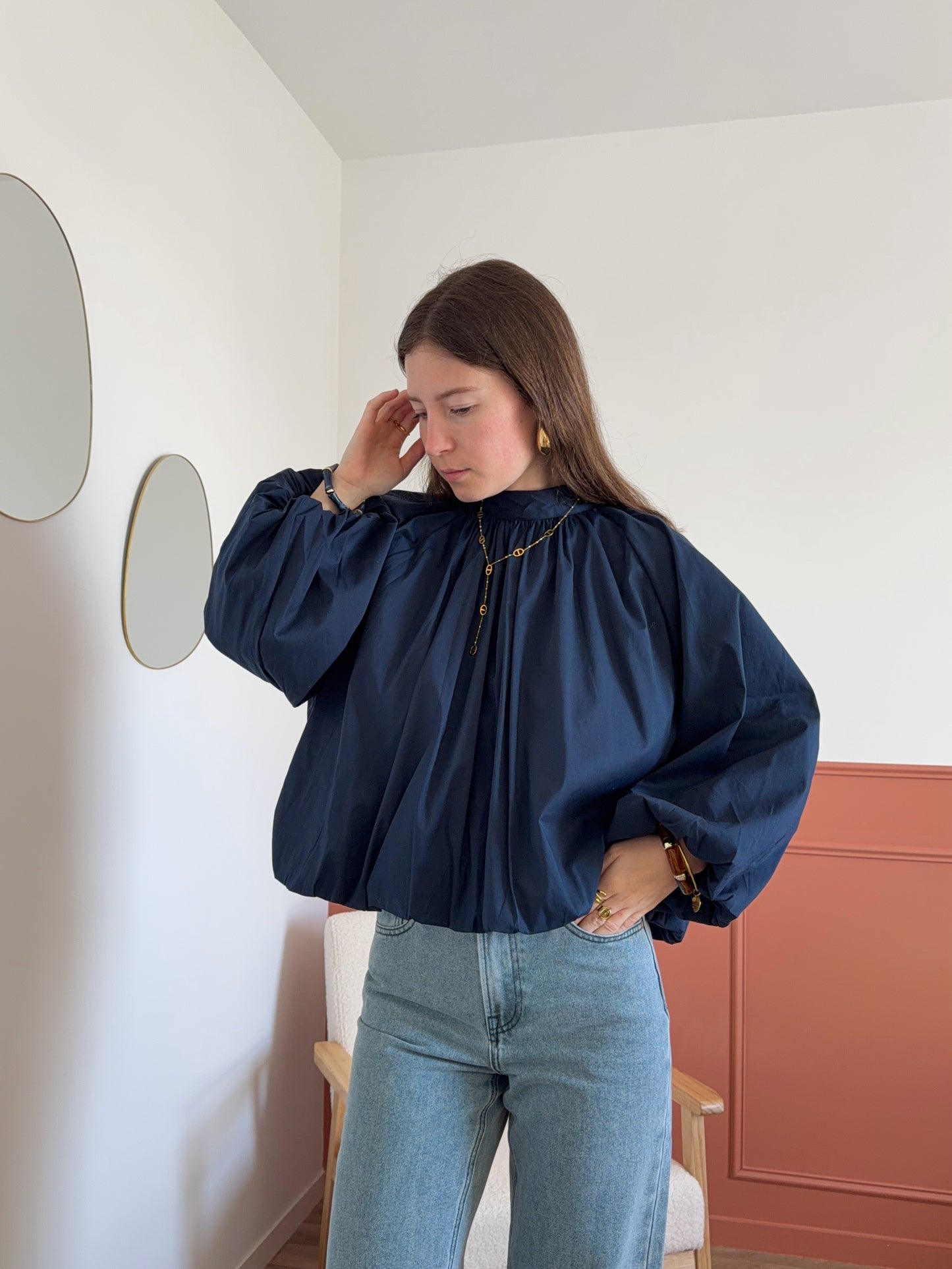 Blouse CORALIE bleu marine
