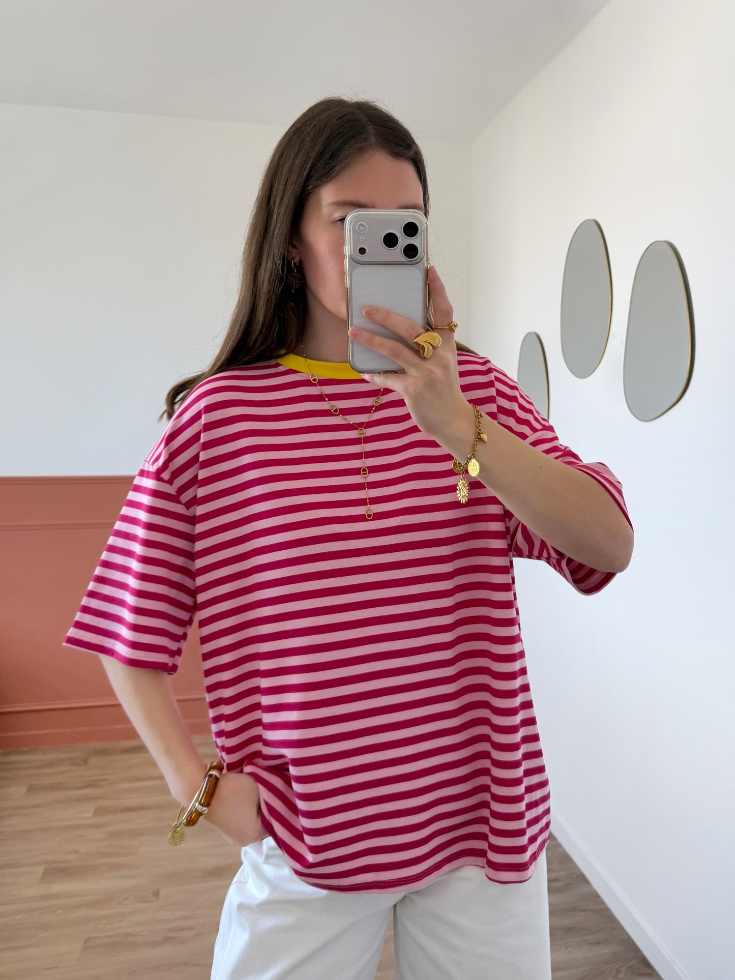 T-shirt AXELLE rose et fuchsia