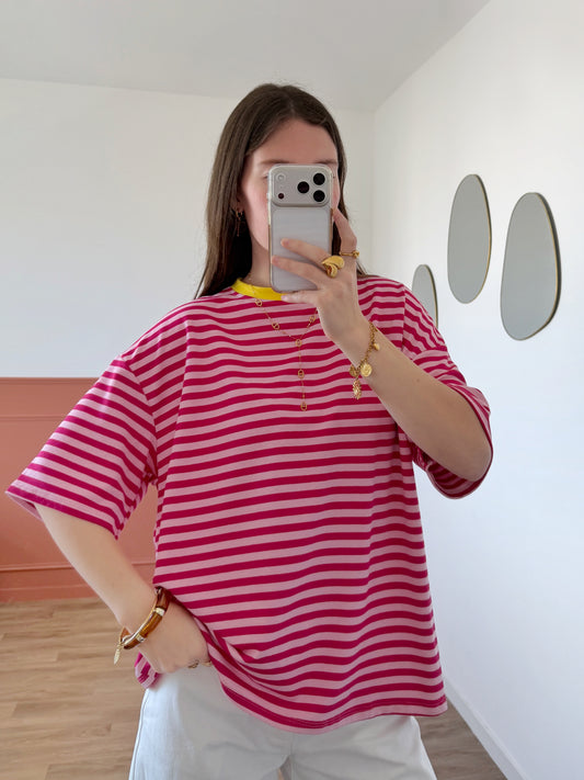 T-shirt AXELLE rose et fuchsia