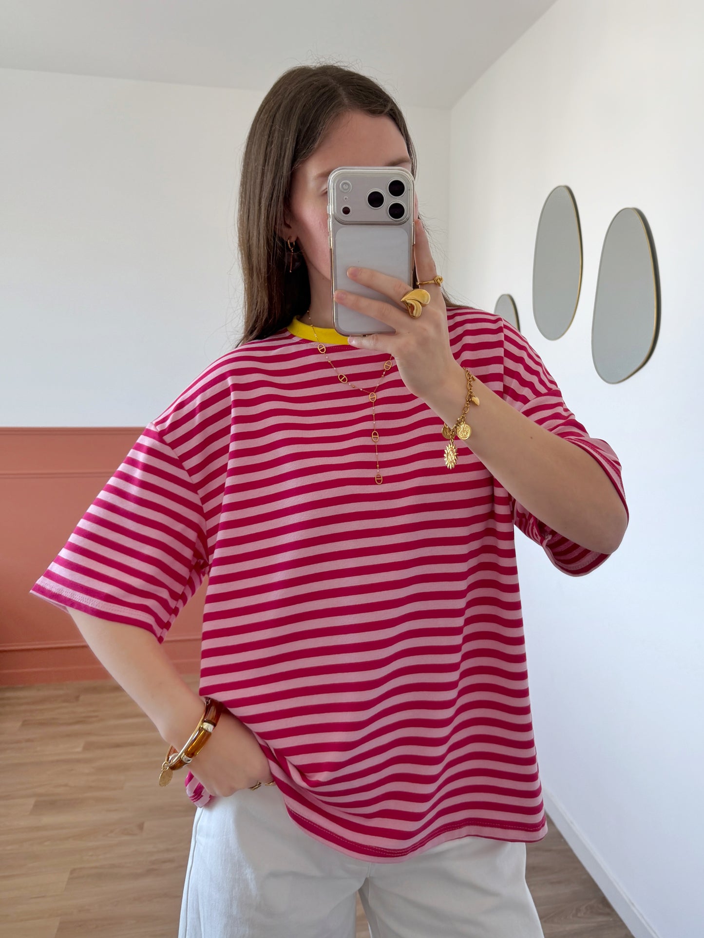 T-shirt AXELLE rose et fuchsia