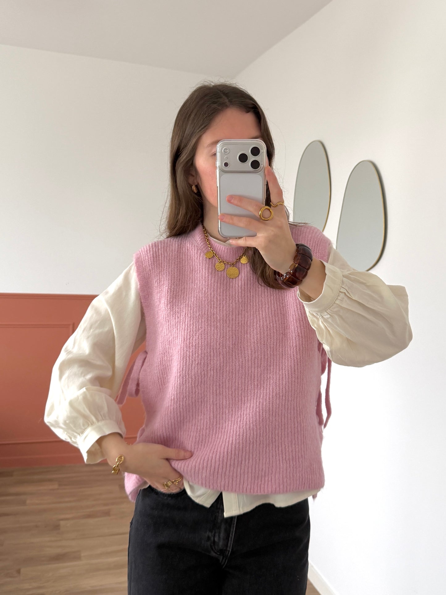 Pull sans manches ABBIE rose