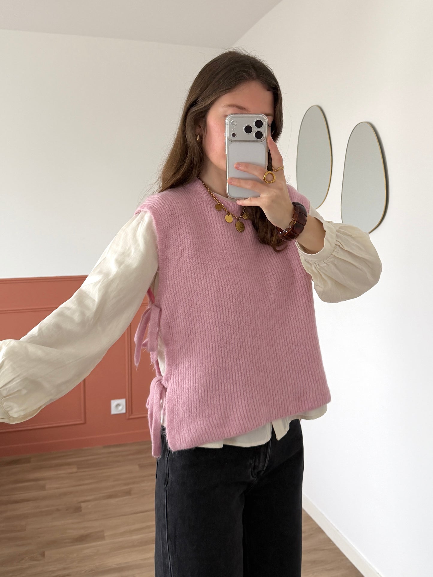 Pull sans manches ABBIE rose