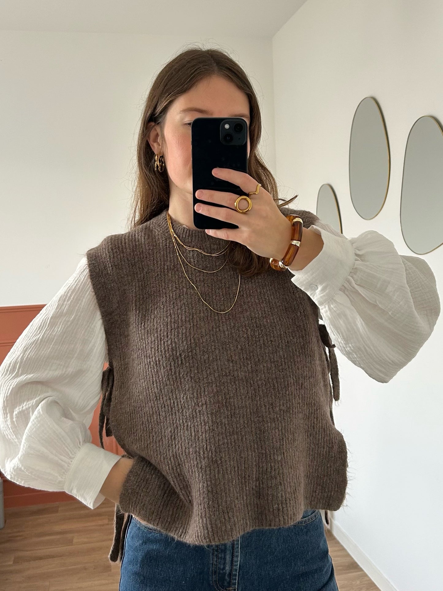 Pull sans manches ABBIE marron