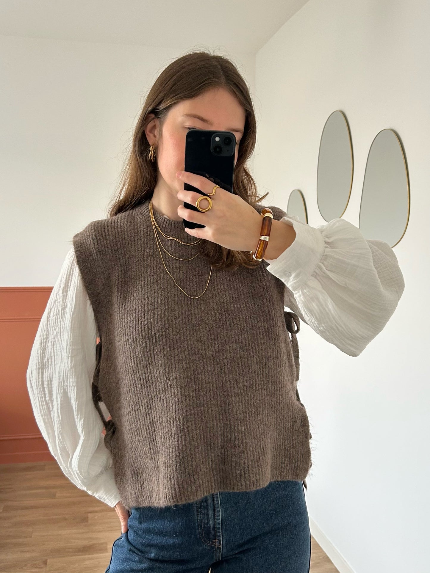 Pull sans manches ABBIE marron