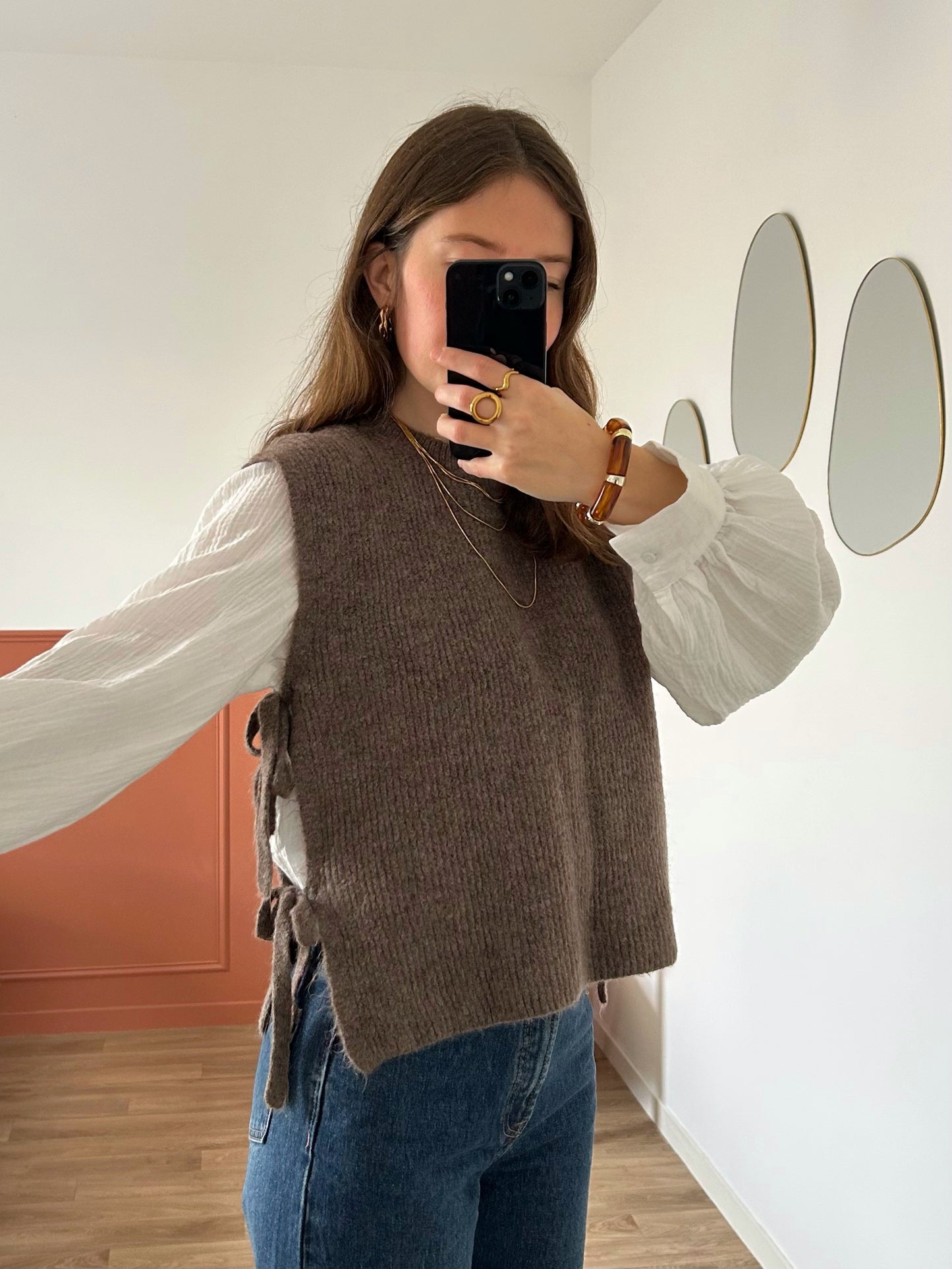 Pull sans manches ABBIE marron