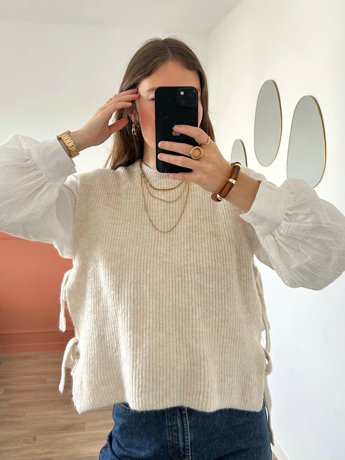 Pull sans manches ABBIE écru