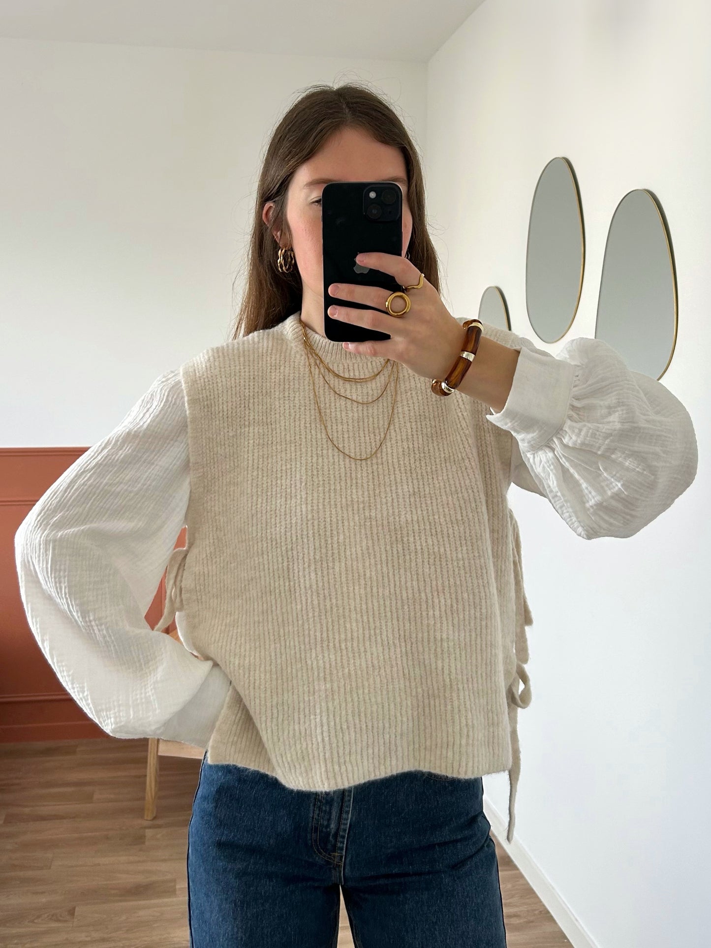 Pull sans manches ABBIE écru