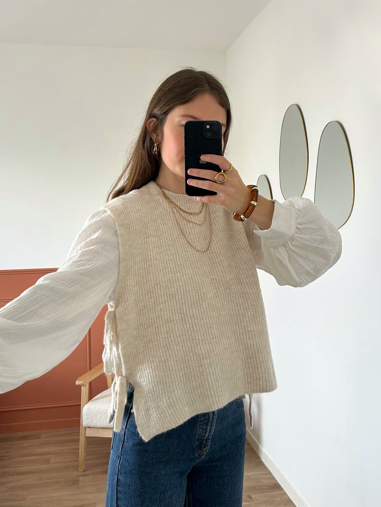 Pull sans manches ABBIE écru