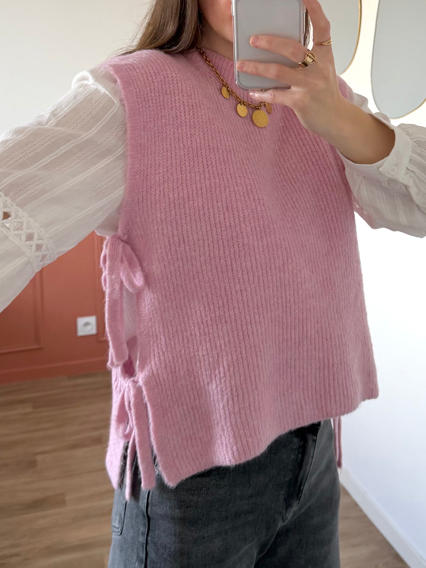 Pull sans manches ABBIE rose
