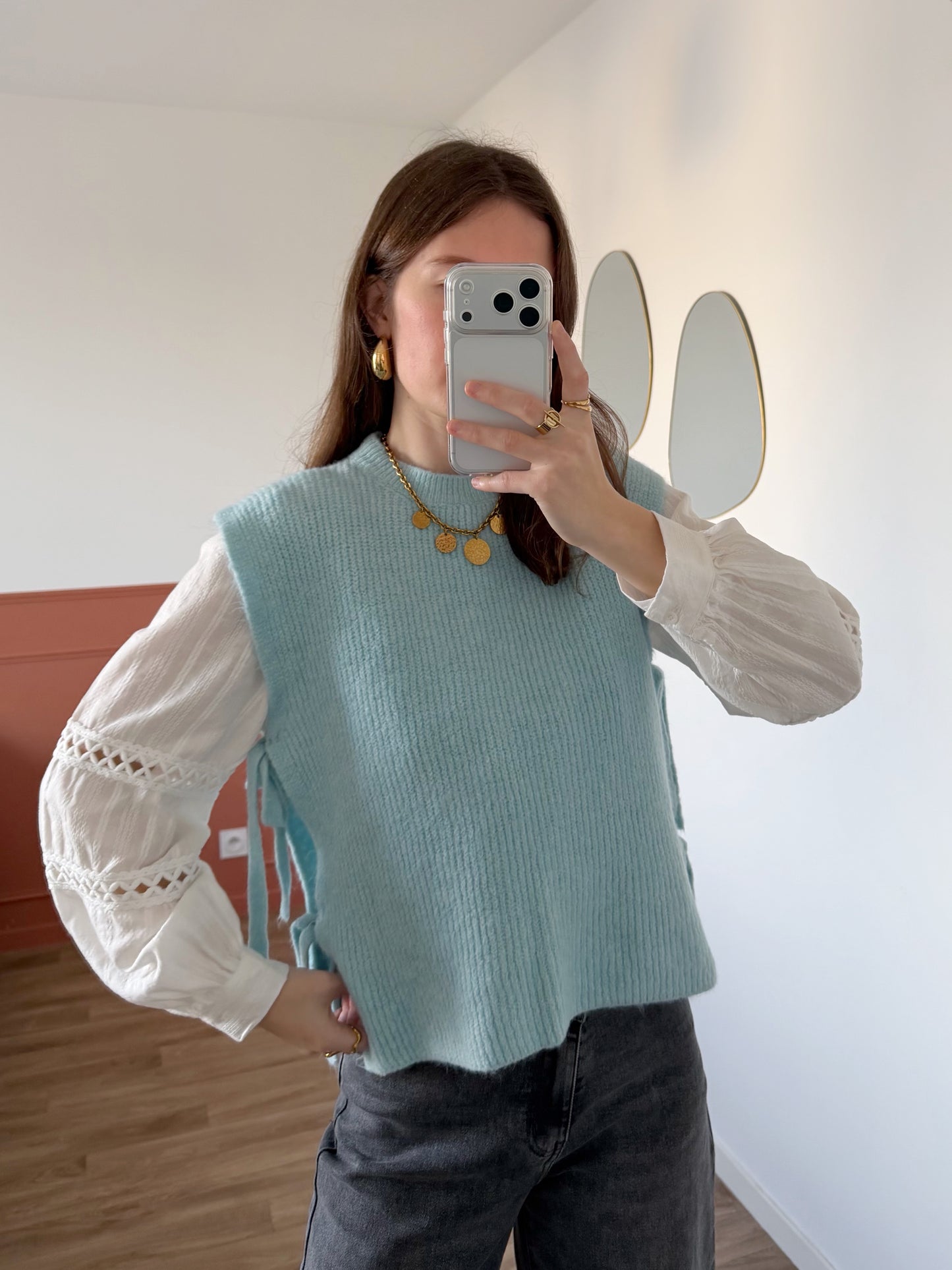 Pull sans manches ABBIE bleu