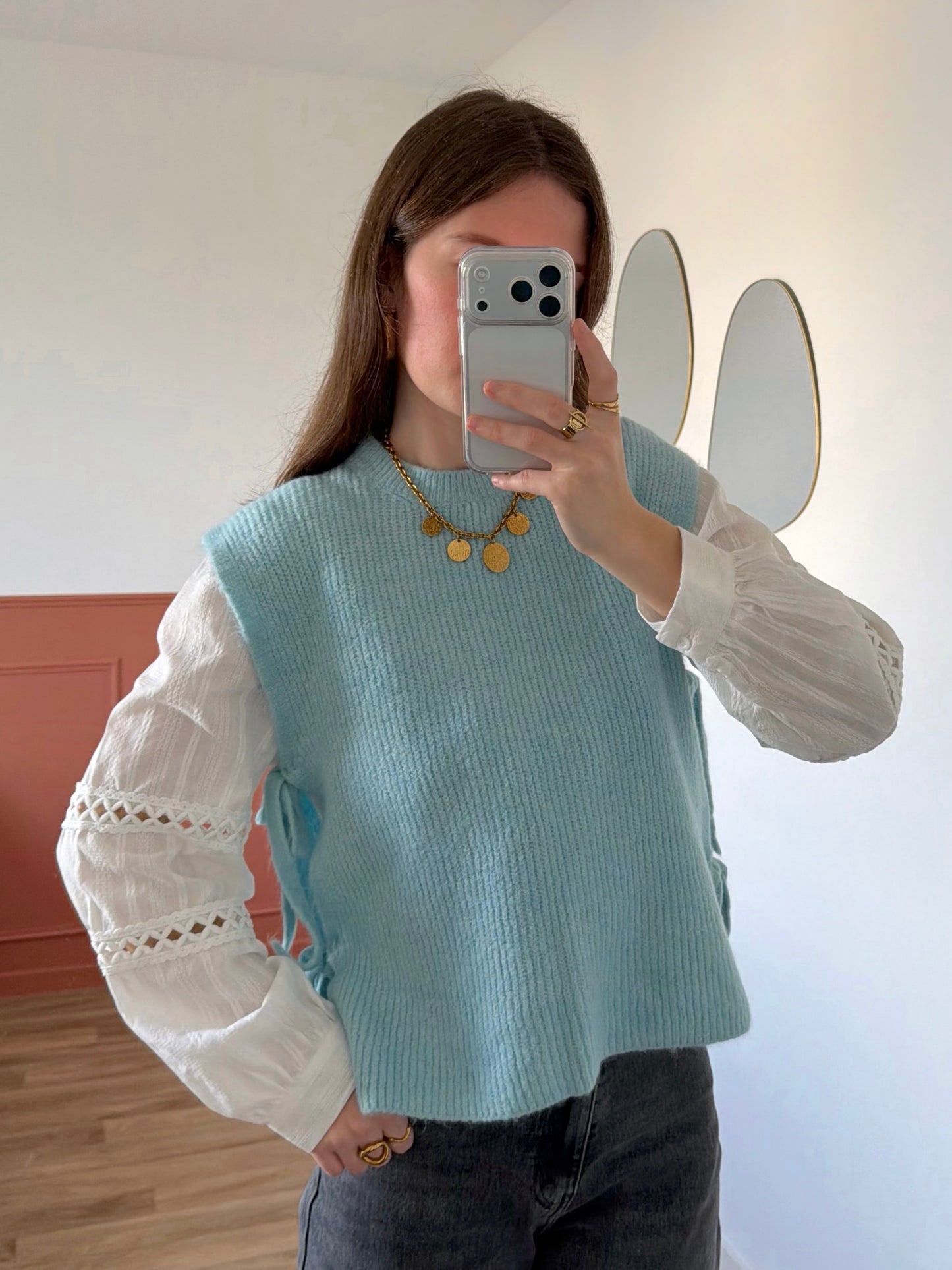 Pull sans manches ABBIE bleu