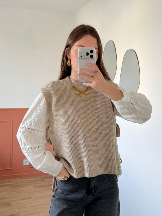 Pull sans manches ABBIE beige