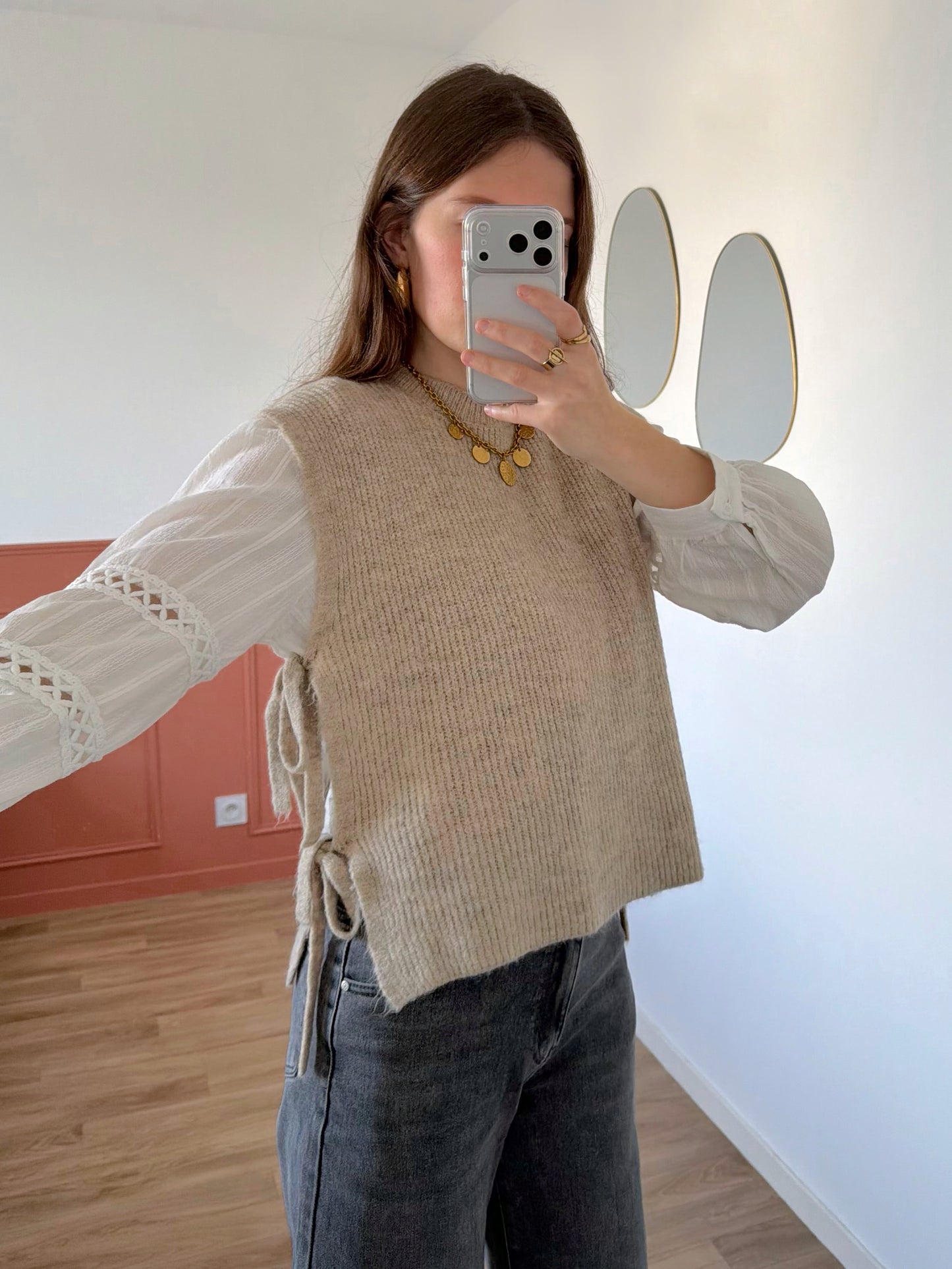 Pull sans manches ABBIE beige