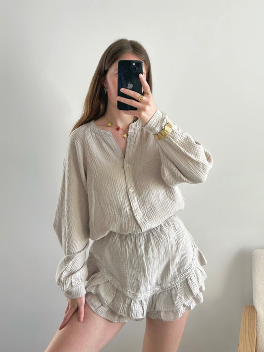 Chemisier gaze de coton LINE beige