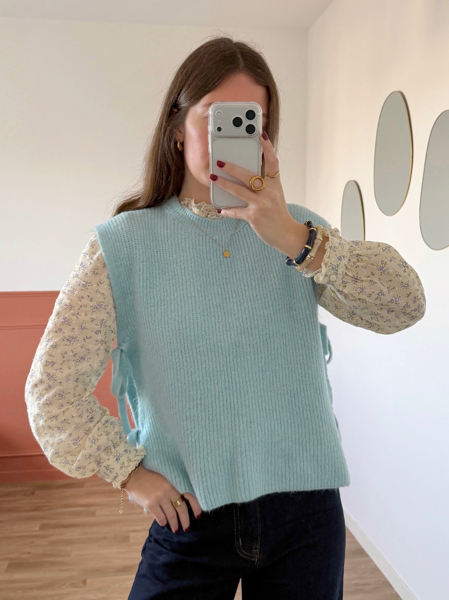 Pull sans manches ABBIE bleu