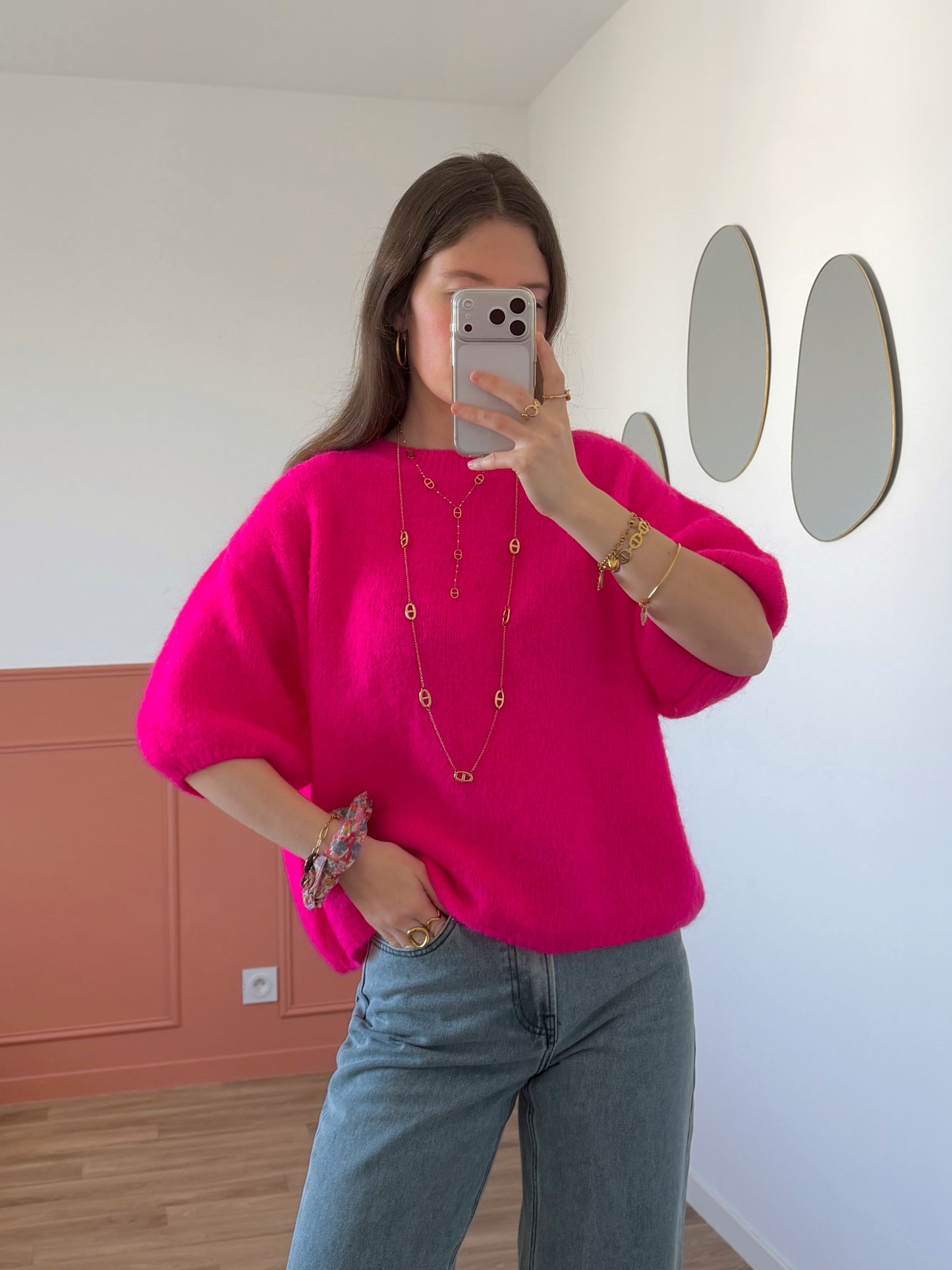 Pull manches courtes LANA fuchsia