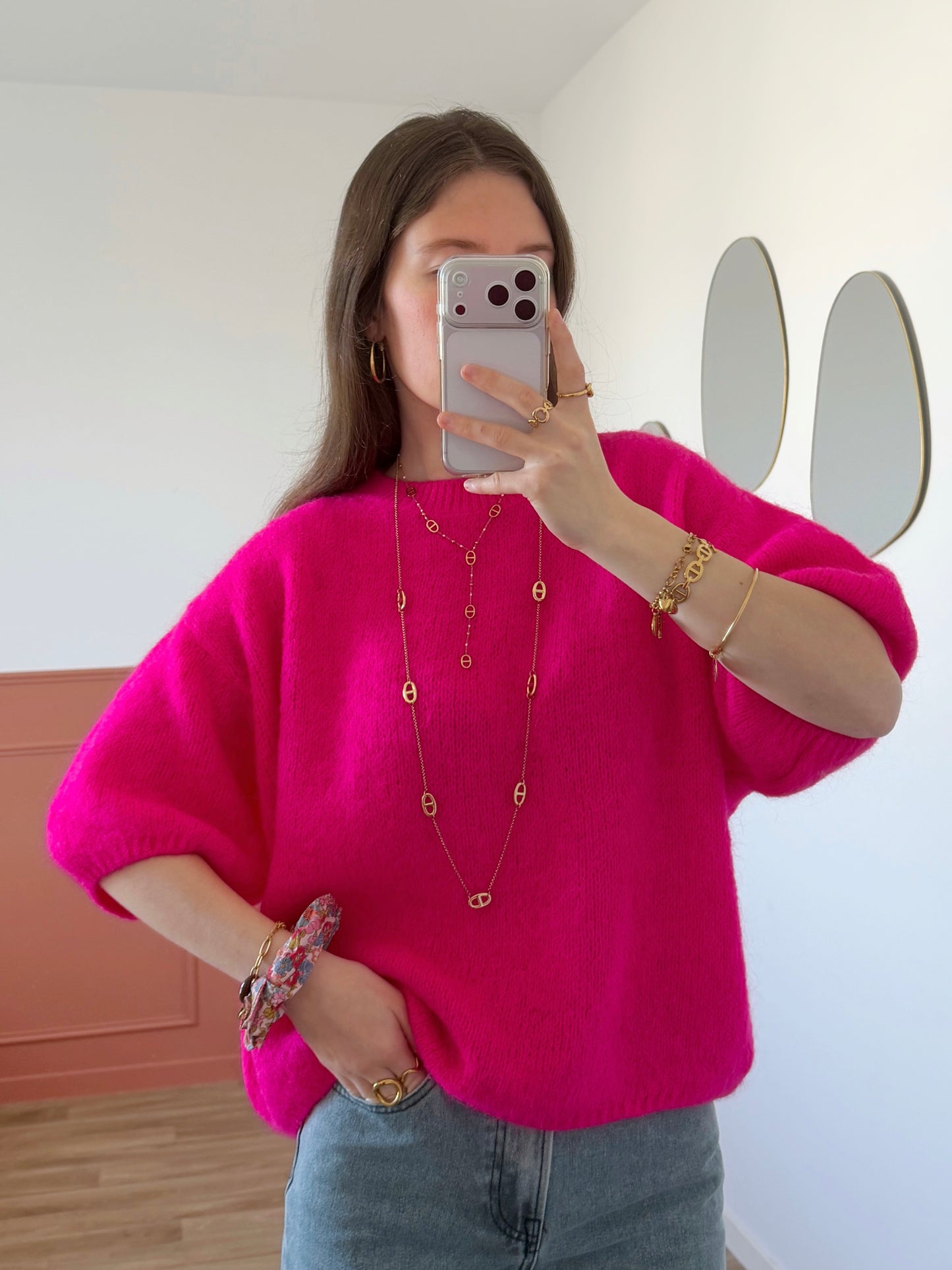Pull manches courtes LANA fuchsia