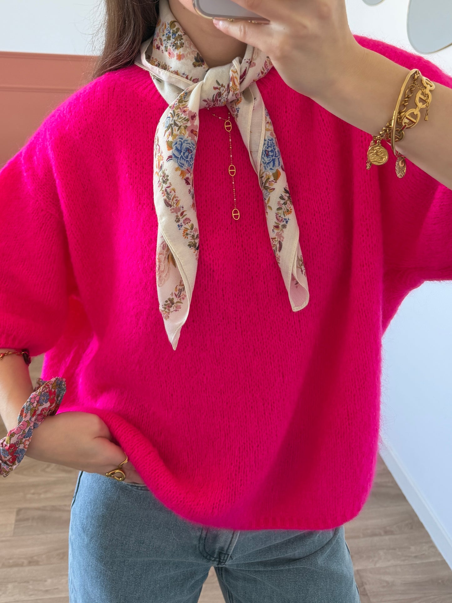 Pull manches courtes LANA fuchsia