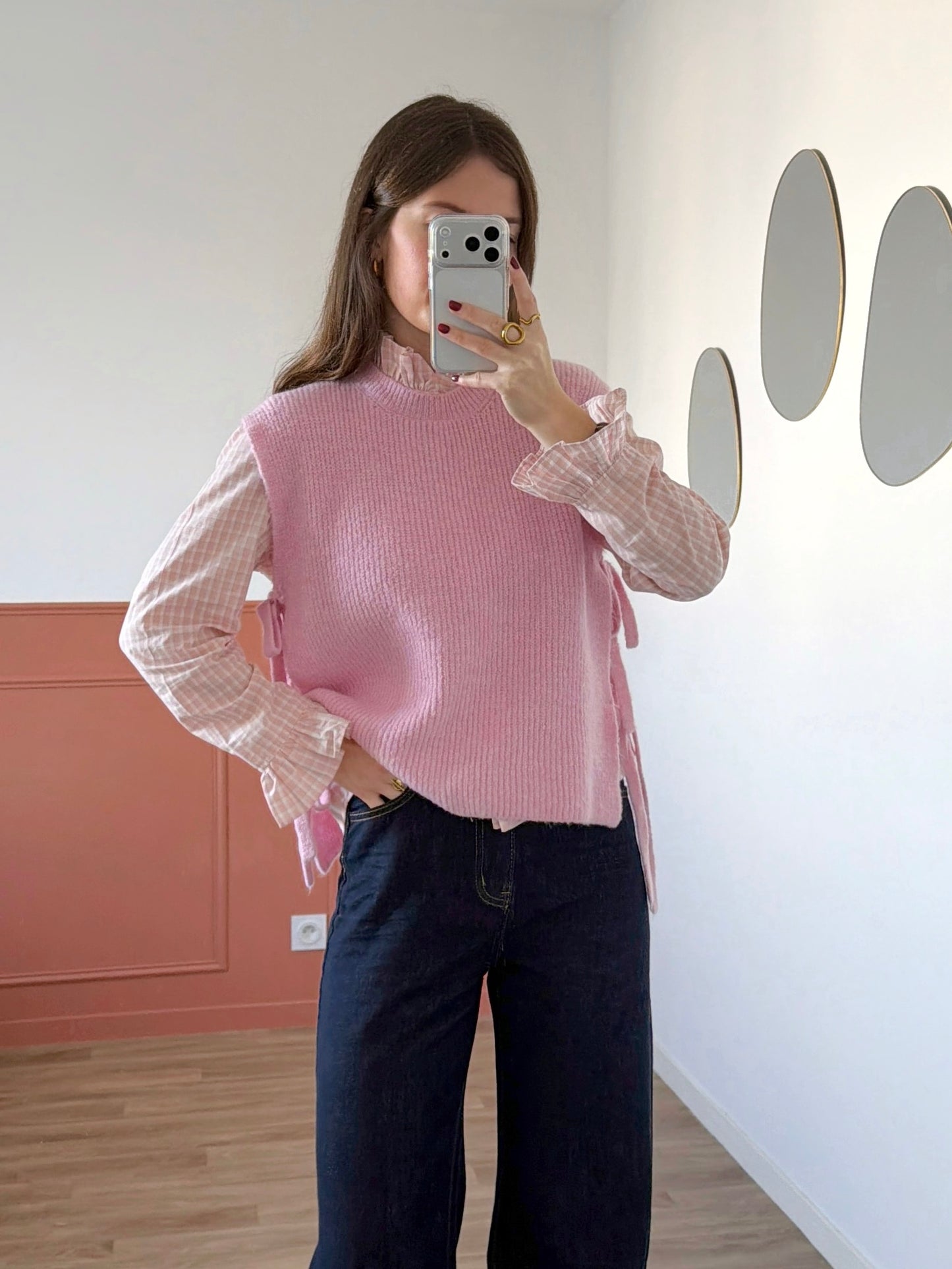 Pull sans manches ABBIE rose