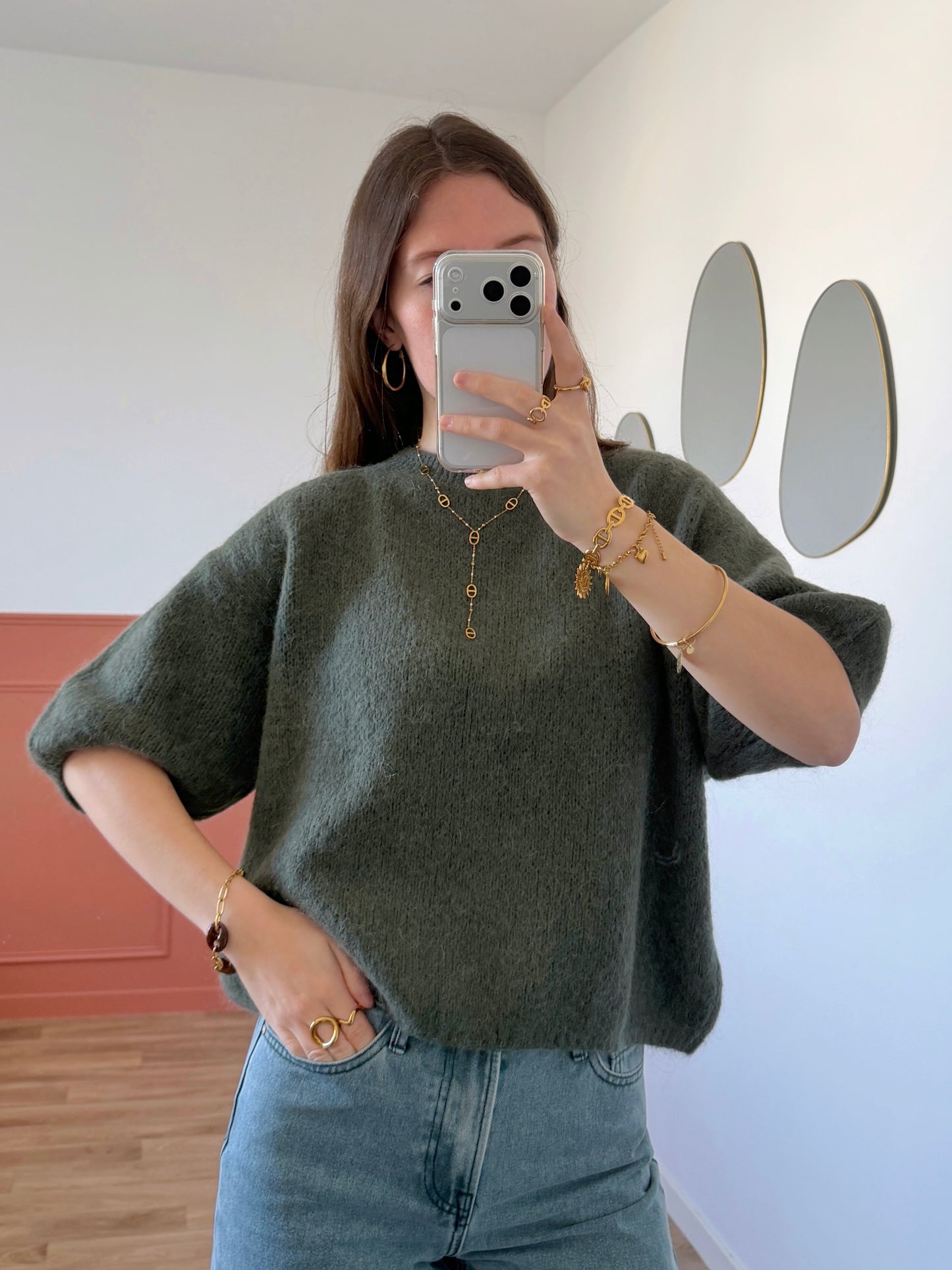 Pull manches courtes LANA kaki